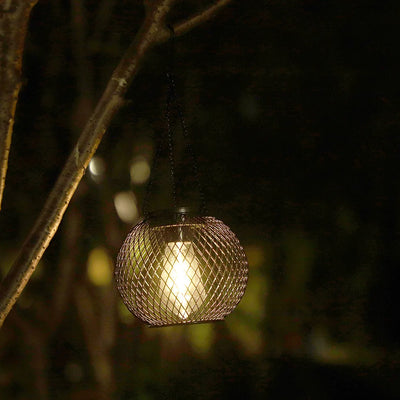 Lanterne Solaire Extérieure Boule en Fil Métallique Tressé