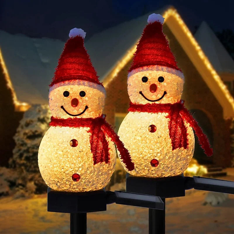 Piquet Solaire Bonhomme de Neige Décoration Noël Extérieur