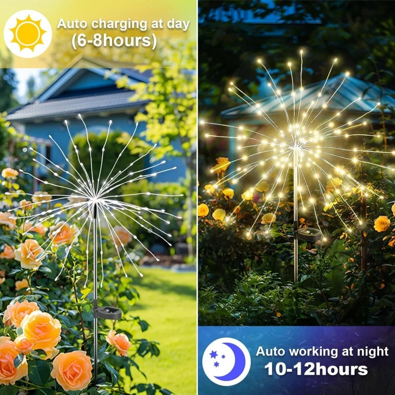 Lampe Solaire Décorative Feu d'Artifice Jardin