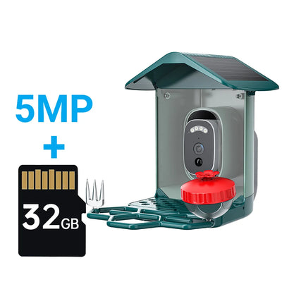 Caméra Solaire pour Mangeoire à Oiseaux 5MP WiFi IA IP66