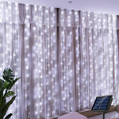 Rideau Lumineux Solaire LED Fil de Cuivre Extérieur