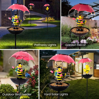 Mangeoire Solaire à Oiseaux en Métal Étanche avec LED