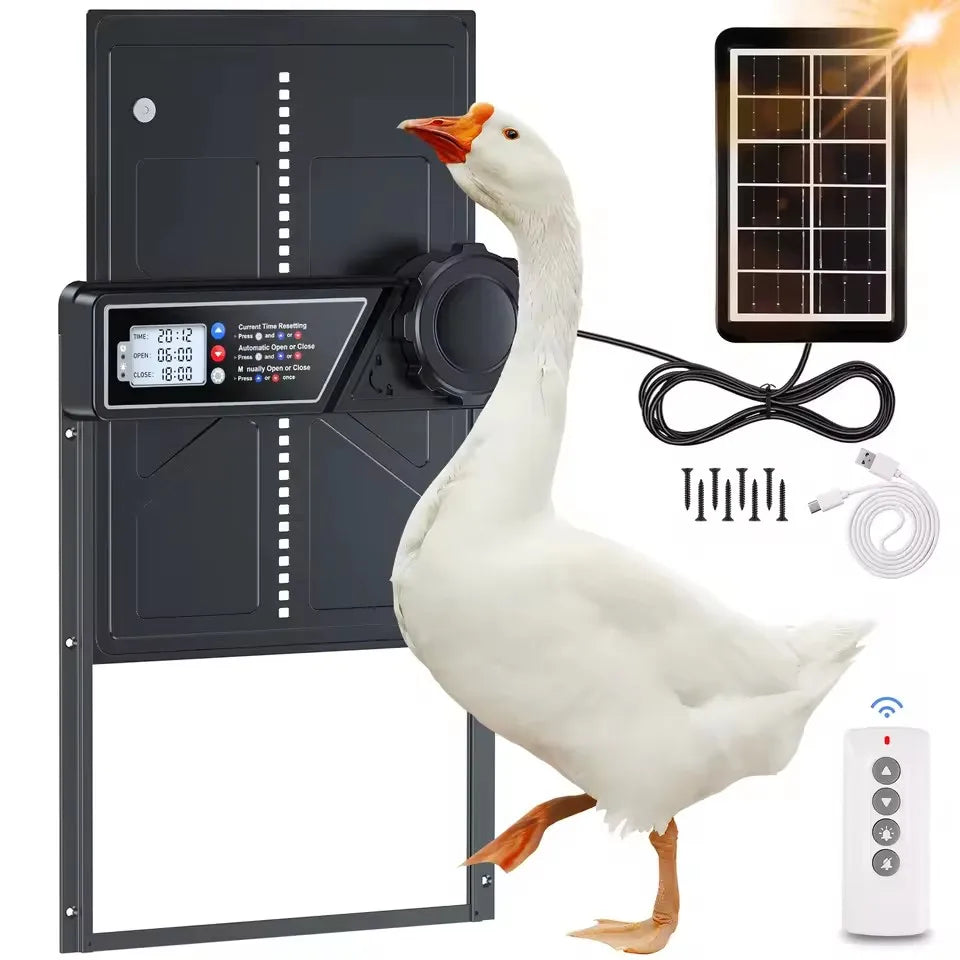 Porte Automatique de Poulailler Solaire Anti-Prédateurs Aluminium Durable
