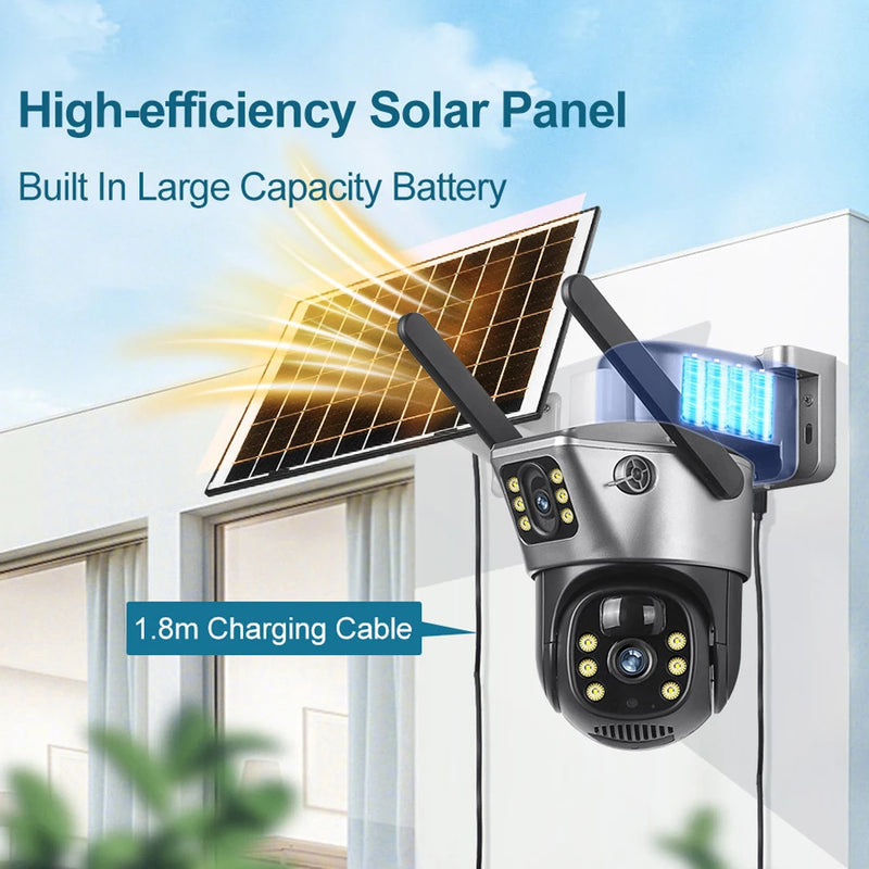 Caméra Solaire 4G WiFi Double Objectif 4K
