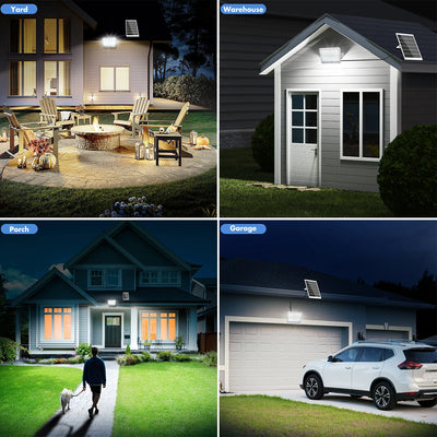 Réverbère Solaire Étanche 200W Capteur Lumière Extérieur 6500K LED