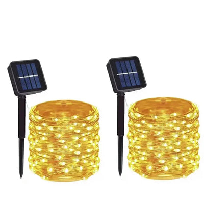 Guirlande Solaire Fil de Cuivre 8 Modes Étanche Noël