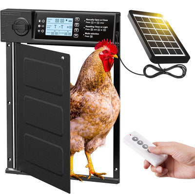 Porte Automatique de Poulailler Solaire Battante 180° Anti-Pincement LCD
