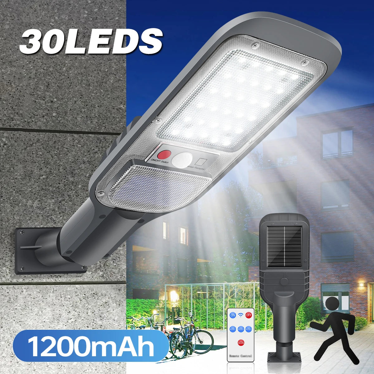 Lampe solaire avec détecteur de mouvement et télécommande