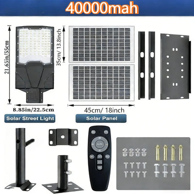 Lampadaire Solaire Rue LED 6500K Étanche Sécurité Parking