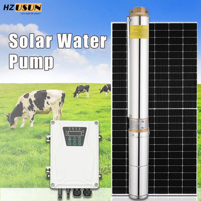 Kit Pompe Solaire Submersible Puits Forage avec Panneau