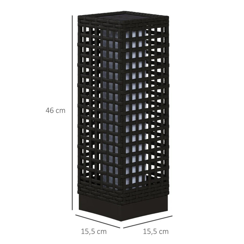 Lampe Solaire de Jardin en Rotin Noire avec Capteur