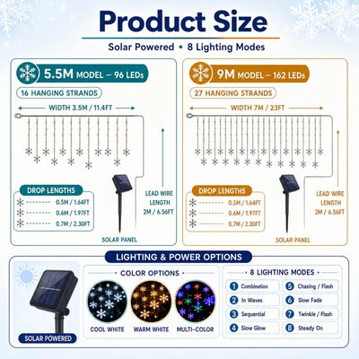 Lampe Solaire Flocon de Neige Étanche Décoration de Noël