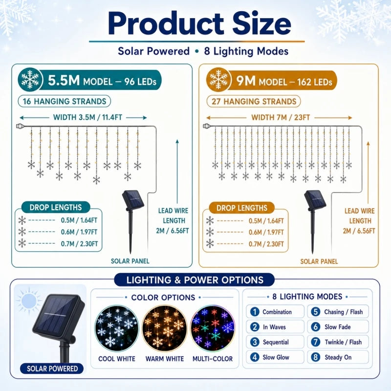 Lampe Solaire Flocon de Neige Étanche Décoration de Noël