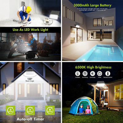 Projecteur Solaire Portable Pliable LED Étanche Sécurité Extérieur