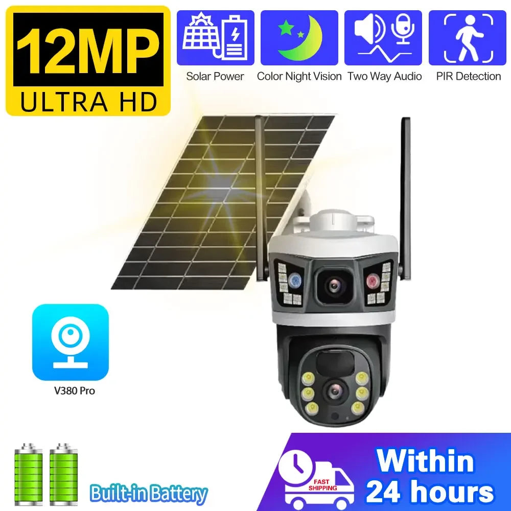 Caméra de Surveillance Solaire 4G Double Objectif