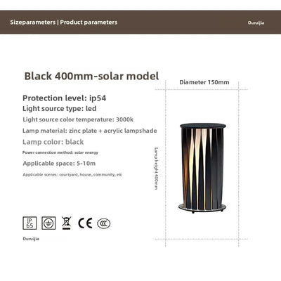 Lampe Solaire de Colonne sur Pied d'Extérieur