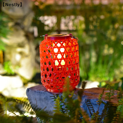 Lanterne Solaire Suspendue en Rotin Style Campagnard