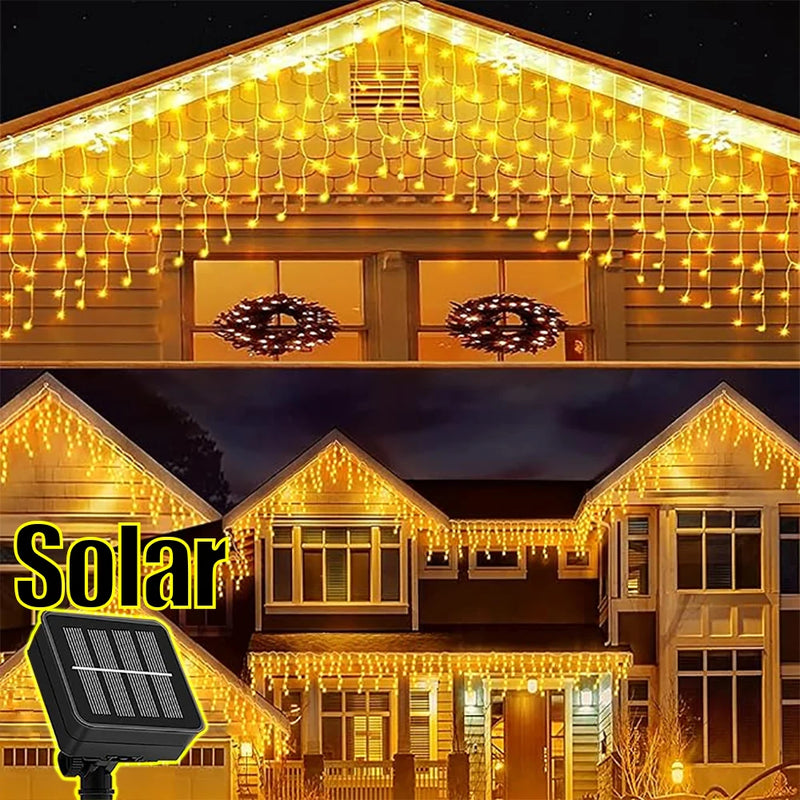 Rideau Solaire Lumineux 3,5 m LED Féerique Noël et Mariage