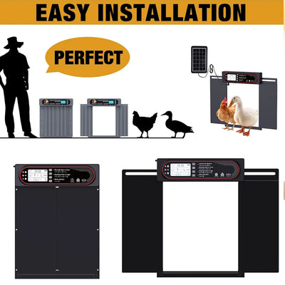 Porte Automatique de Poulailler Solaire Grande Largeur Dindes