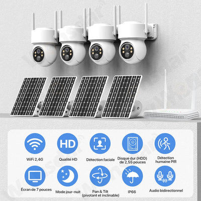 Kit 4 Caméras Solaires PIR Surveillance - vue 2