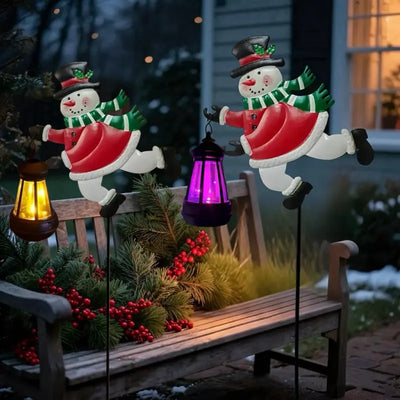 Lampe Solaire Bonhomme de Neige LED pour Cour et Pelouse