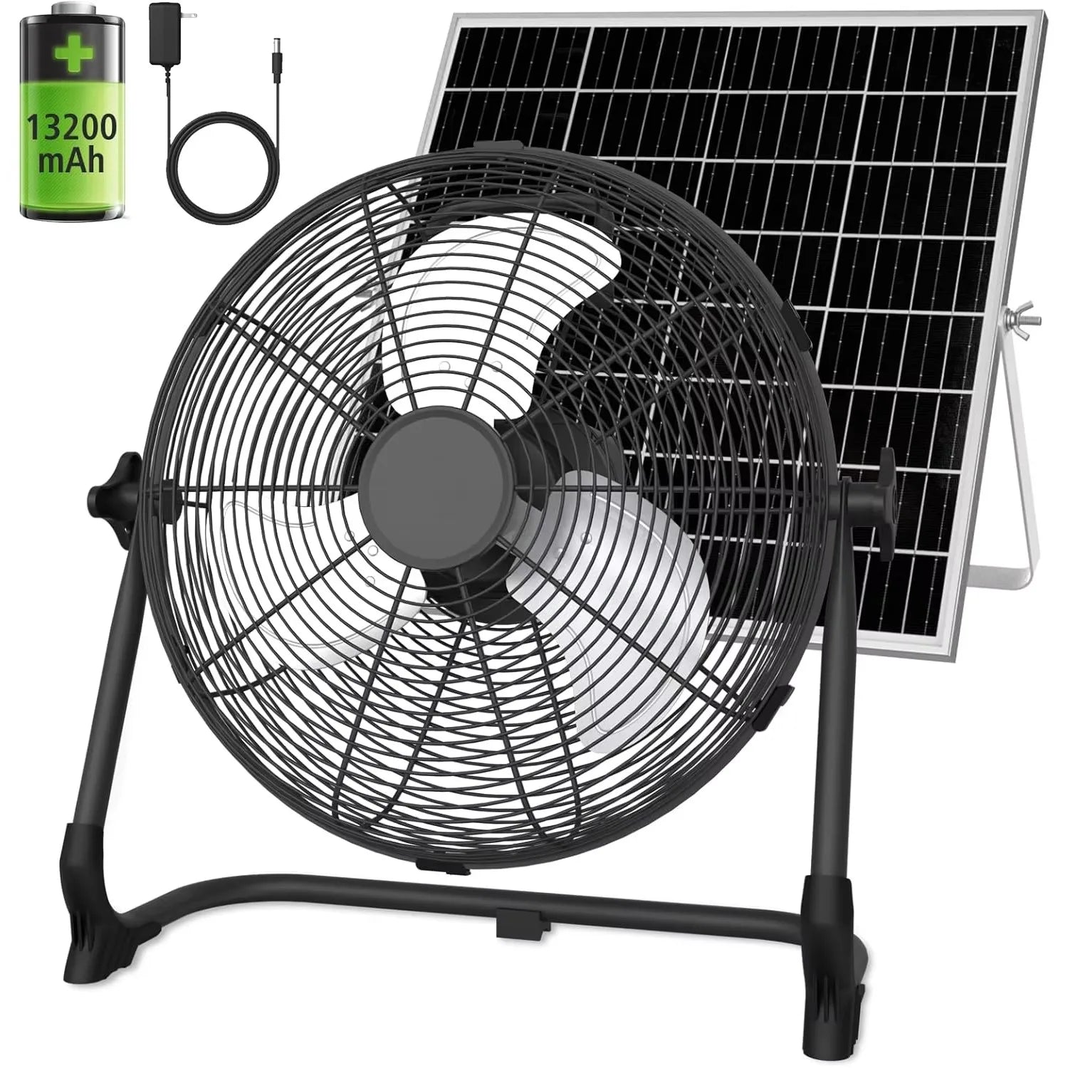 Ventilateur de sol solaire portable 30cm rechargeable
