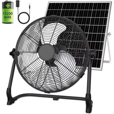 Ventilateur de Sol Solaire Portable 30cm Rechargeable