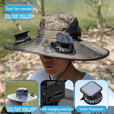 Chapeau Solaire Ventilé Anti-UV à Large Bord pour la Pêche