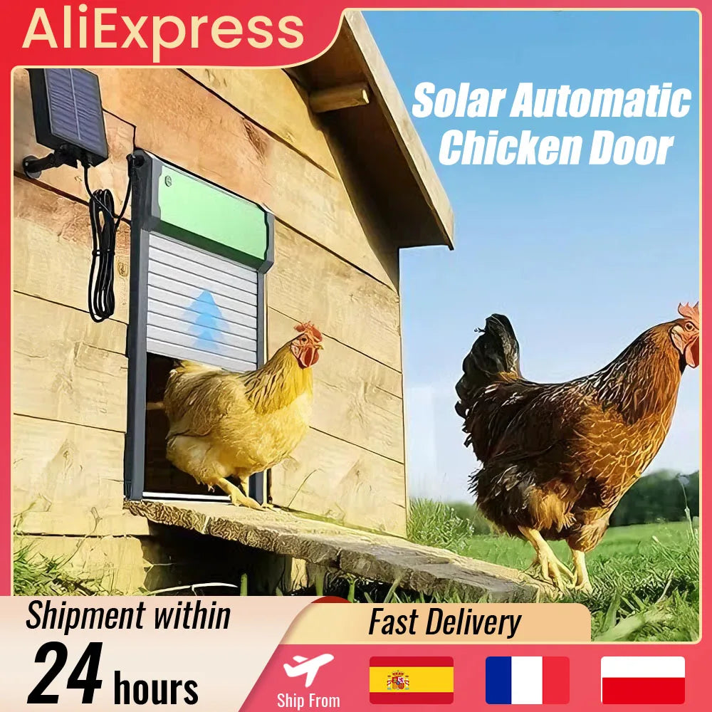 Porte solaire automatique pour poulailler rechargeable USB