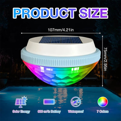 Lampe Solaire Flottante de Piscine et Étang LED RGB