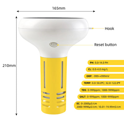Testeur Solaire de Qualité d'Eau de Piscine 7 en 1