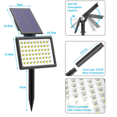 Applique Murale Solaire LED 50 LED Étanche Jardin Extérieur