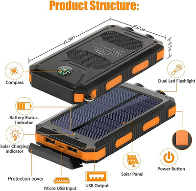 Power Bank Solaire 80000mAh Lampe LED Puissante