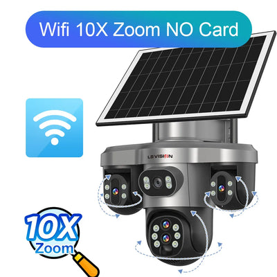 Caméra Solaire 4G 4 Objectifs Zoom 10X