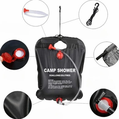 Douche Solaire Portable 20 L Sac Souple à Chauffage Rapide