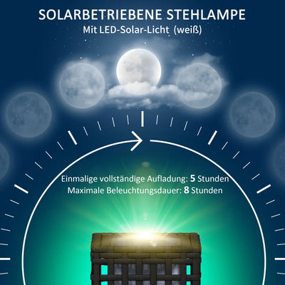 Lampe Solaire de Jardin en Rotin Noire avec Capteur