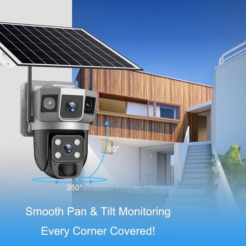 Caméra Solaire 4G PTZ Triple Écran Suivi Auto