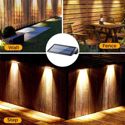Lot de 2 Appliques Solaires de Clôture 4 LED