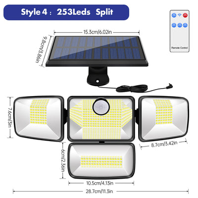 Projecteur Solaire 4 Têtes Réglables 6500K IP65 Télécommande