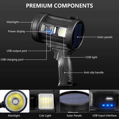 Lampe Torche Solaire LED Rechargeable 1000000lm Camping Chasse