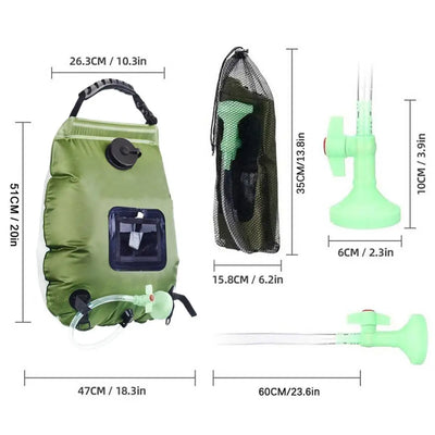 Douche Solaire de Camping 20L avec Pomme de Douche et Tuyau
