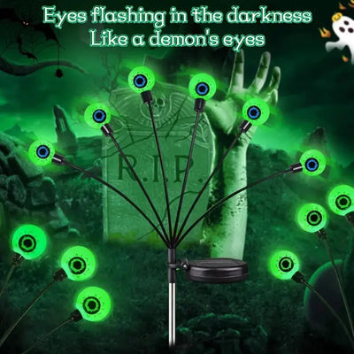 Lampe Solaire Halloween Piquet 6 Yeux Verts Lumineux