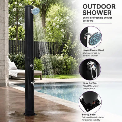 Douche Solaire Extérieure 40 L Colonne Noire Lave-Pieds