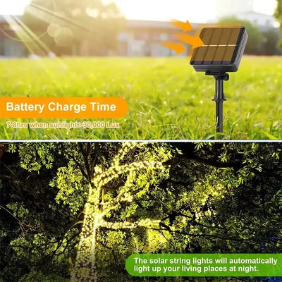 Guirlande Solaire Fil de Cuivre 8 Modes Étanche Noël