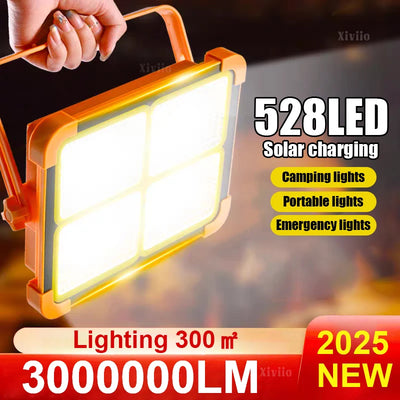 Lampe de Camping Solaire 528 LED Rechargeable 10000 mAh