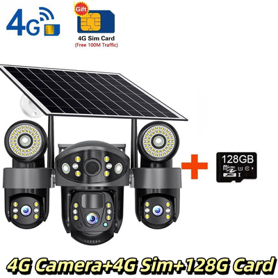 Caméra Solaire 4G Extérieure 12MP Vision Nocturne