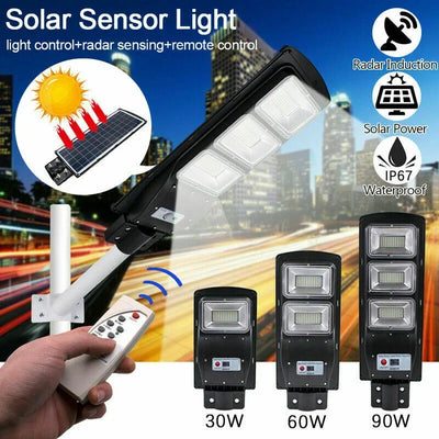 Lampadaire Solaire Extérieur avec Détecteur Radar et Mât IP67