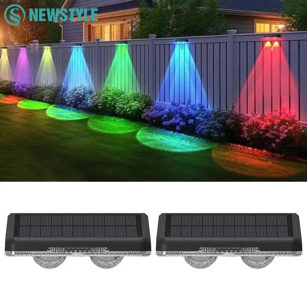Applique solaire de clôture LED RGB étanche pour jardin