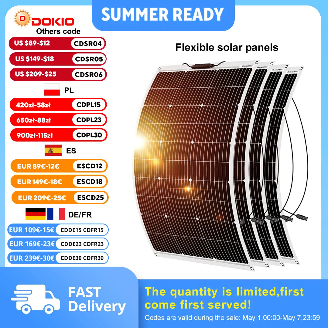 Panneau Solaire Flexible Monocristallin 400W Camping Camping-Car