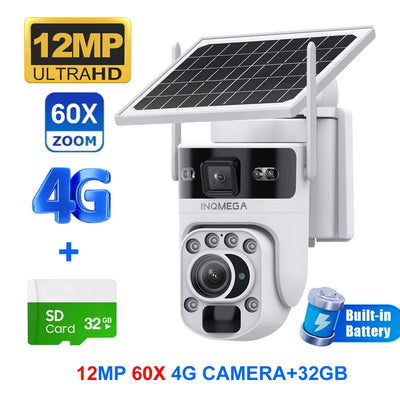Caméra de Surveillance Solaire INQMEGA 4G 12MP Zoom Optique 60X
